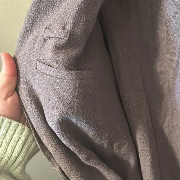 Frank and Oak The Fluid Blazer Dusty Lavender Linen Belted Jacket Small - Picture 8 of 11